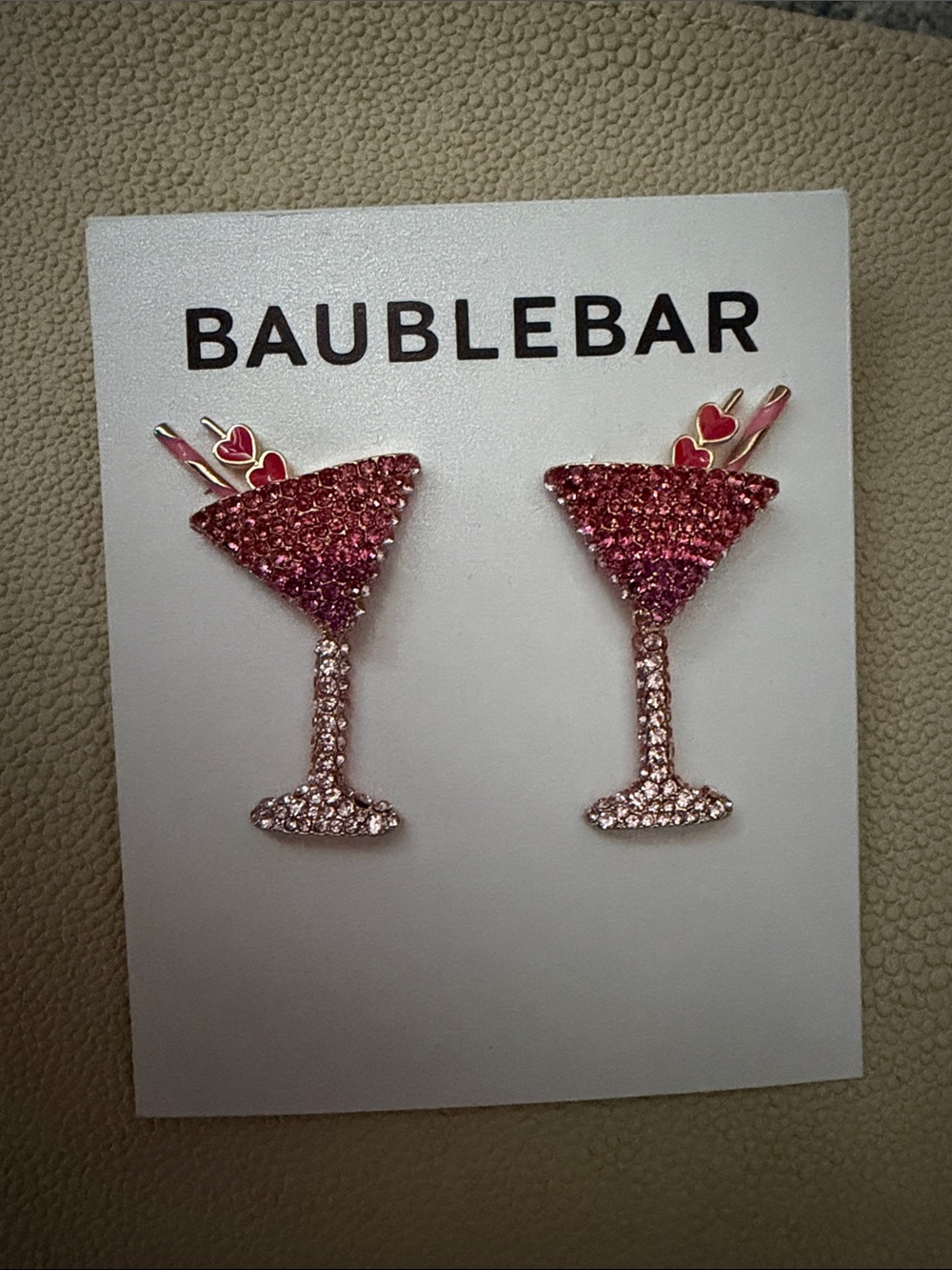 BaubleBar Pink Glitter Martini Stud Earrings